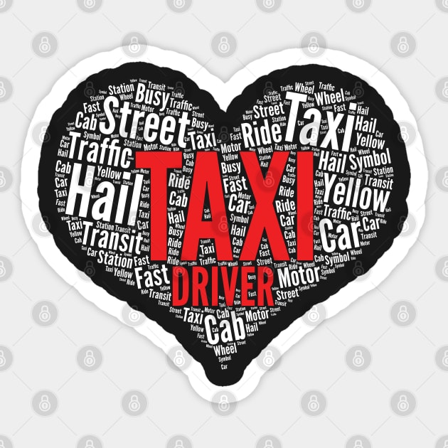 Taxi driver Heart Shape Word Cloud Design product Sticker by theodoros20